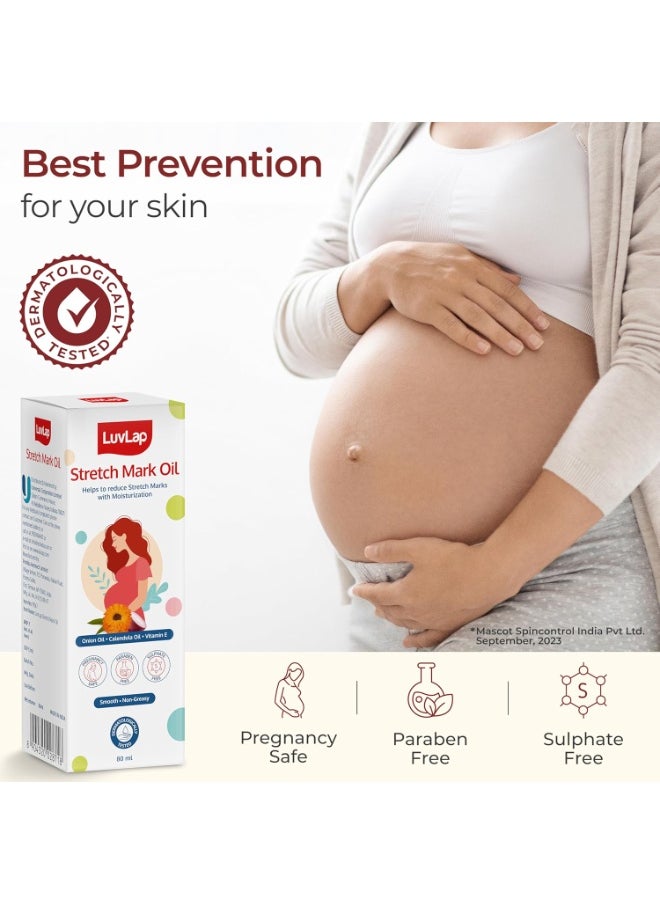 Luvlap Stretch Mark Oil for Pregnant Women, Stretch Mark Removal & Prevention, Enriched with Onion Oil, Calendula Oil & Vitamin E, Dermatologically Tested, Safe during Pregnancy, 80ml  - Image 3