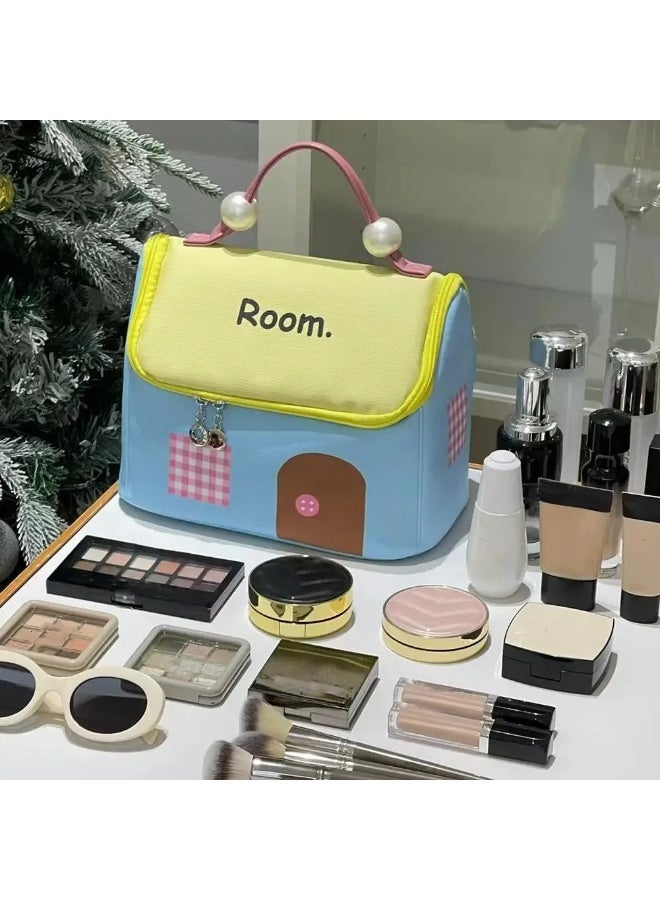 حقائب مكياج من البوليستر – حقيبة تجميل واسعة وسعة كبيرة لتخزين مستحضرات التجميل، الفرش، أدوات النظافة، كريم الأساس، أحمر الشفاه، ومنتجات العناية بالبشرة – حقيبة سفر مريحة، مقاومة للماء وسهلة التنظيف – مناسبة للسفر، رحلات العمل، الاستخدام اليومي، والتنظيم المنزلي - Image 4