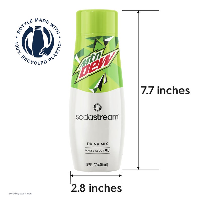 SodaStream - Mountain Dew Soda Drink Mix | For Soda Makers; turns 9.5 Gallons of Fizzy Water into delicious Mountain Dew | 52mg Caffeine per 12oz | Makes 96 Servings | 14.9 Fl Oz, Pack of 4 - Image 5