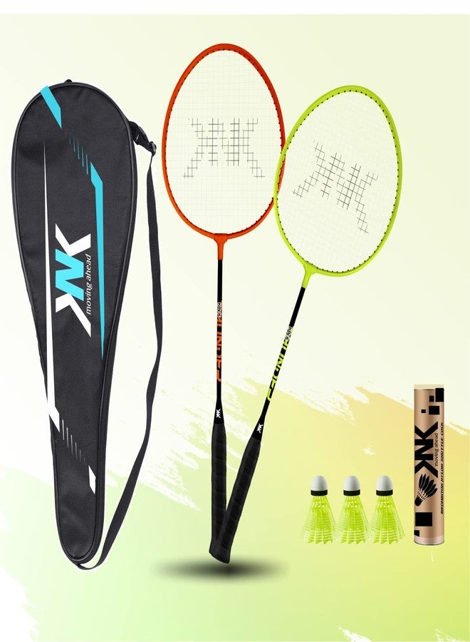 KNK Aluminium Badminton Racket 2 Pieces with Nylon Shuttles with Full-Cover Set (Set 2 Shuttle 3PC with Cover) - Image 1