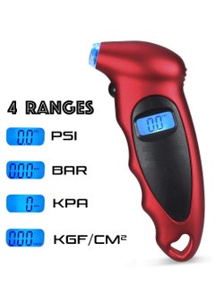 3 اكس ار مقياس ضغط الإطارات الرقمي - 4 وحدات قياس (PSI، BAR، KPA، KG/CM²)، شاشة LCD بإضاءة خلفية، قبضة سهلة، فوهة مضيئة، محمول للسيارات والدراجات النارية  - Image 3