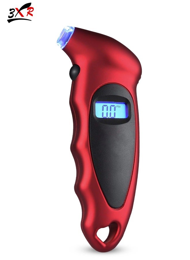 3 اكس ار مقياس ضغط الإطارات الرقمي - 4 وحدات قياس (PSI، BAR، KPA، KG/CM²)، شاشة LCD بإضاءة خلفية، قبضة سهلة، فوهة مضيئة، محمول للسيارات والدراجات النارية  - Image 2
