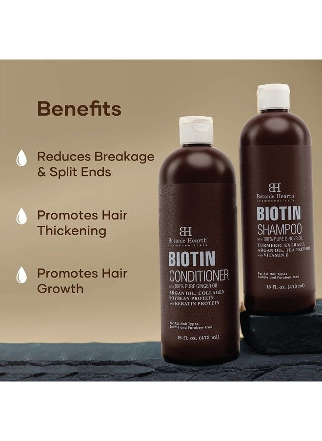 Botanic Hearth BOTANIC HEARTH Biotin Shampoo and Conditioner Set - with Ginger Oil & Keratin for Hair Loss and Thinning Hair - Fights Hair Loss, Sulfate Free, for Men and Women, 16 fl oz each  - Image 3