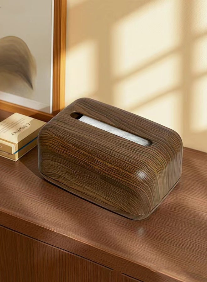 كوتيس حامل مناديل ورقية مستطيل الشكل من قطعة واحدة، صندوق مناديل ورقية بلاستيكي بني، 18×10.5×11.7 سم - Image 1