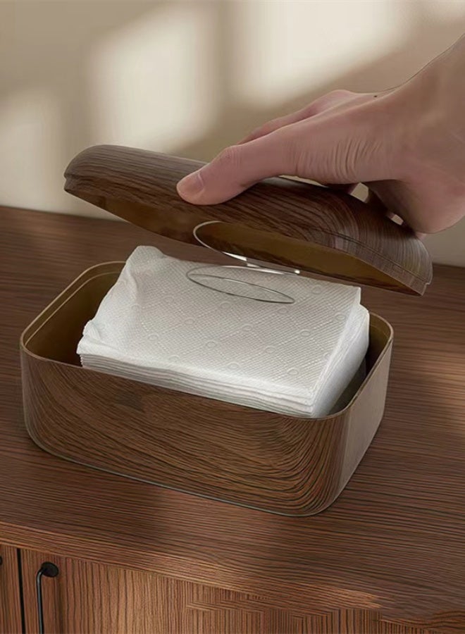 كوتيس حامل مناديل ورقية مستطيل الشكل من قطعة واحدة، صندوق مناديل ورقية بلاستيكي بني، 18×10.5×11.7 سم - Image 4