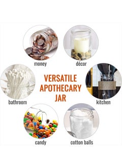 Mabis MABIS Decorative Storage Apothecary Clear Glass Jar for Kitchen, Bathroom or Laundry Organization, Medical Sundry Jar with Metal Lid, 4.1 x 3.9 x 7 inches  - Image 2