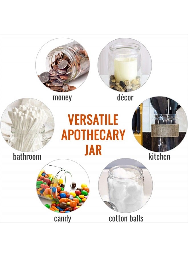 MABIS Decorative Storage Apothecary Clear Glass Jar for Kitchen, Bathroom or Laundry Organization, Medical Sundry Jar with Metal Lid, 4.1 x 3.9 x 7 inches - Image 2