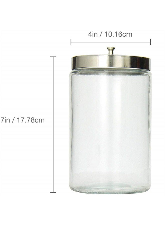 MABIS Decorative Storage Apothecary Clear Glass Jar for Kitchen, Bathroom or Laundry Organization, Medical Sundry Jar with Metal Lid, 4.1 x 3.9 x 7 inches - Image 4