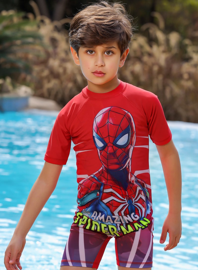 لامير مايوه سباحة للأطفال برسومات سبايدرمان يوفر حماية وأناقة - Image 1