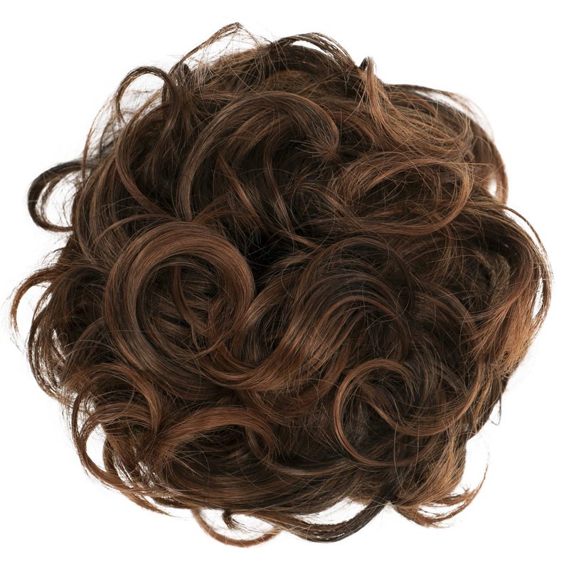 CAISHA Big Hairpiece Scrunchy Updo Bridal Hairstyle curly Messy Bun Brown Mix G9E