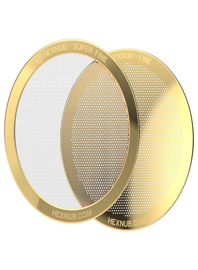 HEXNUB - Reusable Metal Filters for AeroPress Coffee Maker, Stainless Steel Filter Fits AeroPress Original & Go Cafe Press, Fuller Bodied Coffee Than Paper Filters - GOLD 2-PACK - Image 1