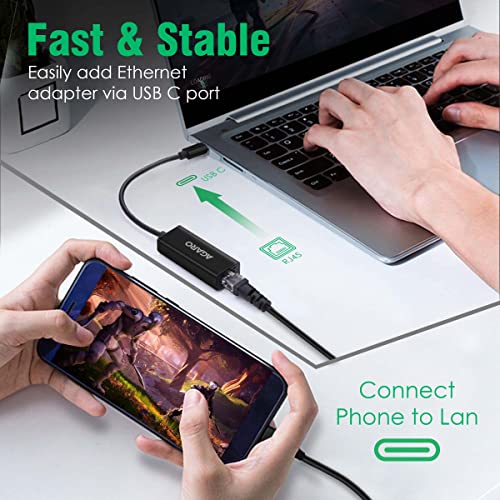AGARO (USB C) Type C to Ethernet Adapter RJ45 to Thunderbolt 3 Type C Gigabit Network LAN 1000Mbps Converter Compatible with All Type C Devices, Black - Image 4