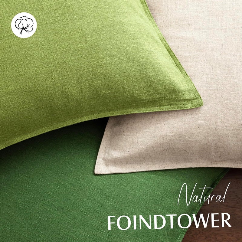 Foindtower Pack of 2, Decorative Linen Soild Throw Pillow Covers Soft Accent Euro Cushion Case Farmhouse Neutral Pillowcase for Chair Couch Sofa Bedroom Living Room Home Decor 24 x 24 Inch Lush Green - Image 4