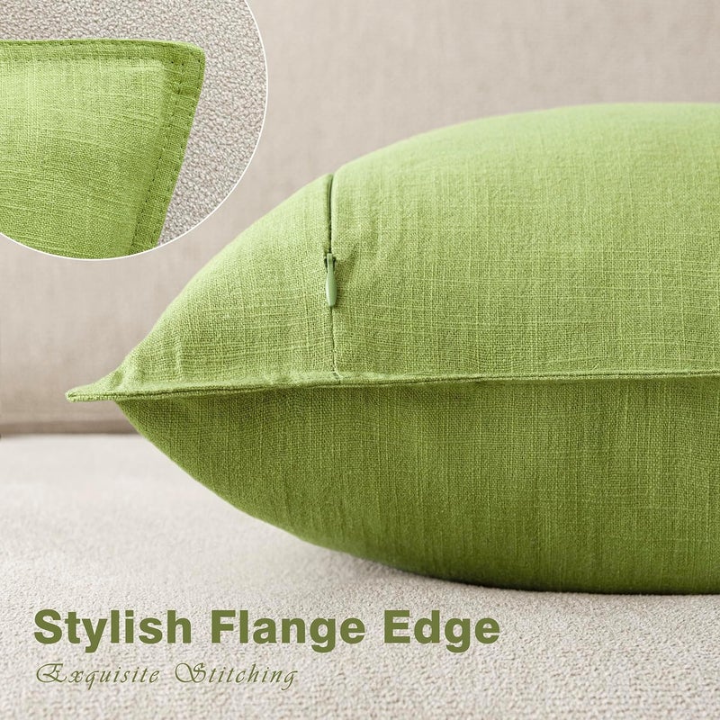 Foindtower Pack of 2, Decorative Linen Soild Throw Pillow Covers Soft Accent Euro Cushion Case Farmhouse Neutral Pillowcase for Chair Couch Sofa Bedroom Living Room Home Decor 24 x 24 Inch Lush Green - Image 3