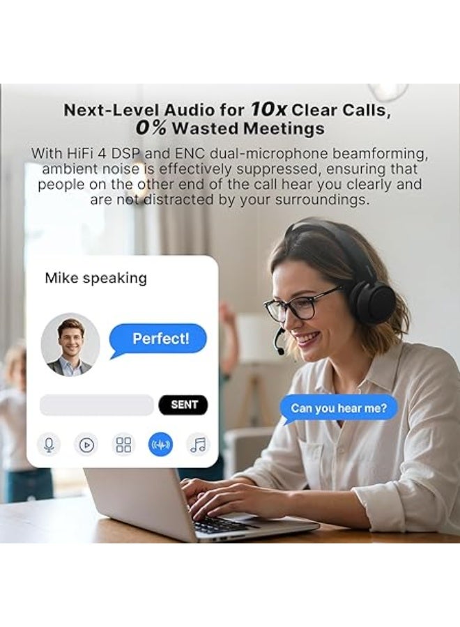 فيبكا NEARITY EP320 Wireless Headset with Microphone for Work, Bluetooth Noise Cancelling Headphones, USB Headset with Microphone for PC, Charging Stand, Dongle, Mute Button for Office/Home - Image 2