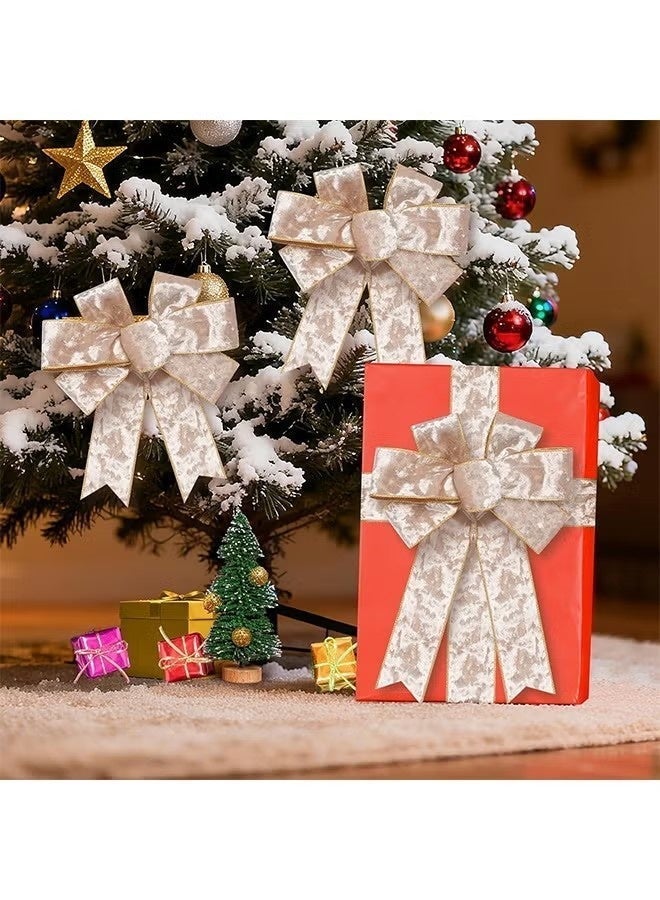 Ivory White Velvet Wired Ribbon, 2.5 Inch Metallic Ivory Crushed Velvet Christmas Ribbon for Gift Wrapping, Big Bow, Crafts, Wreaths Supplies, Continuous 10 Yards - Image 5