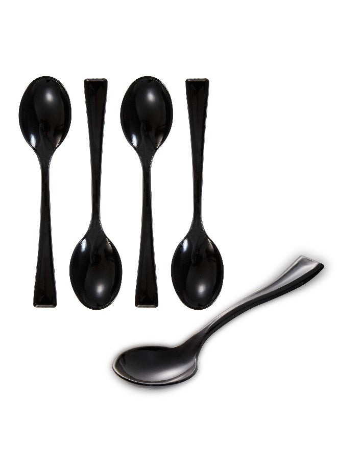 Restaurantware ملاعق صغيرة 4 بوصة، 500 ملعقة صغيرة قابلة للتصرف - قوية، تتناسب مع المقبلات أو الحلويات، ملاعق بلاستيكية سوداء، للحفلات، الزفاف، أو تقديم الطعام - Image 2