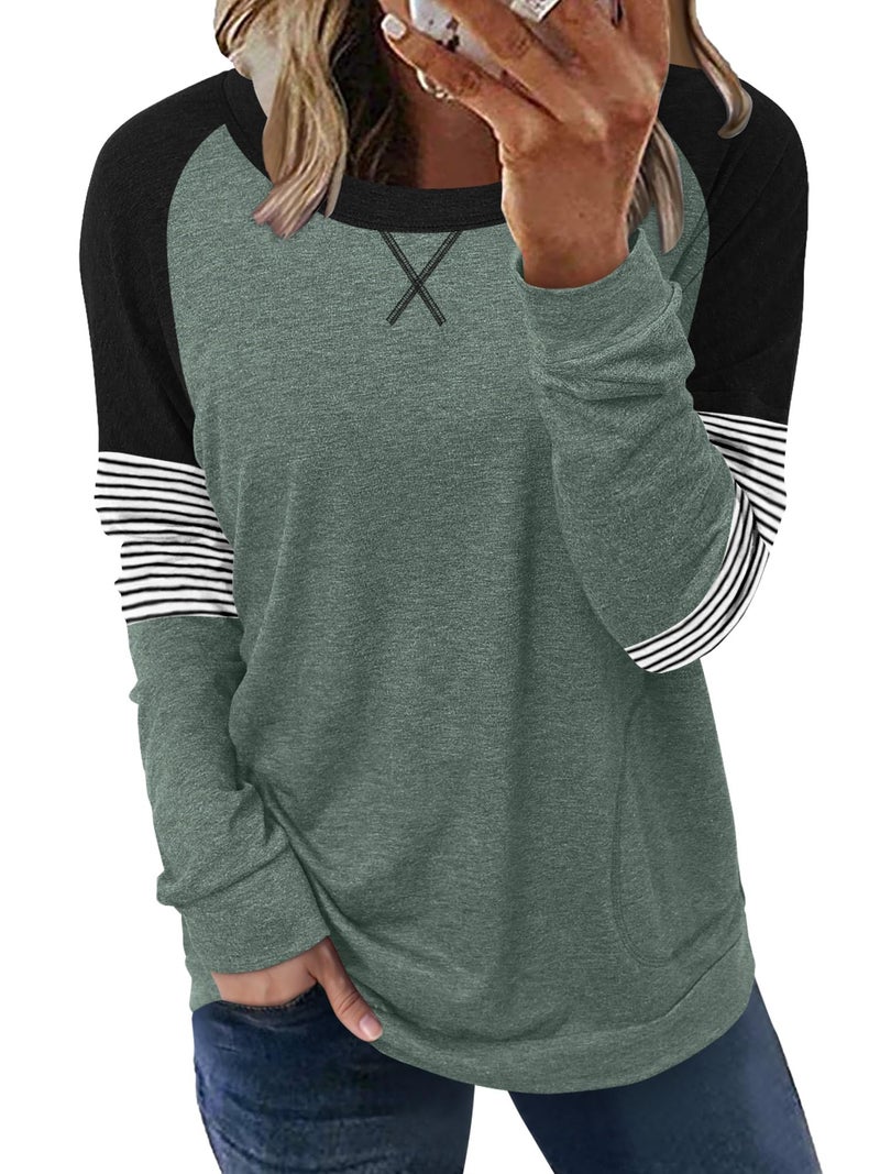 onlypuff Womens Top Casual Pocket Shirts Long Sleeve Tunic Tops Fall Clothes Sweatshirts Grayish XL - Image 1