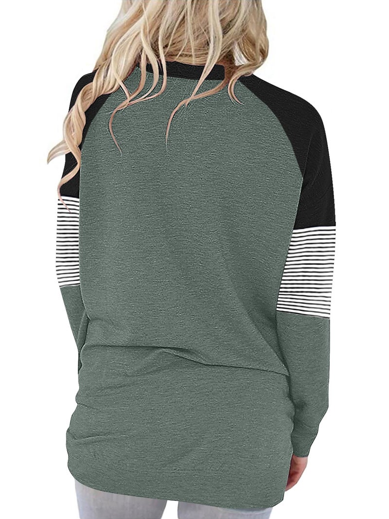 onlypuff Womens Top Casual Pocket Shirts Long Sleeve Tunic Tops Fall Clothes Sweatshirts Grayish XL - Image 4
