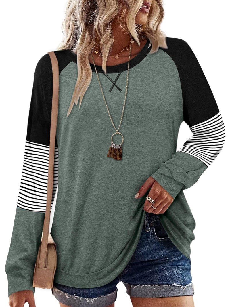 onlypuff Womens Top Casual Pocket Shirts Long Sleeve Tunic Tops Fall Clothes Sweatshirts Grayish XL - Image 2