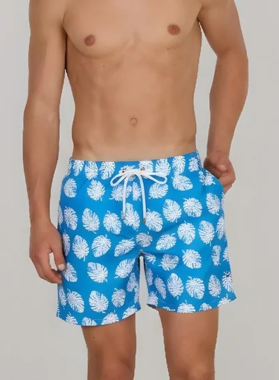 Just Nature Swim Shorts Palm Leaves Blue