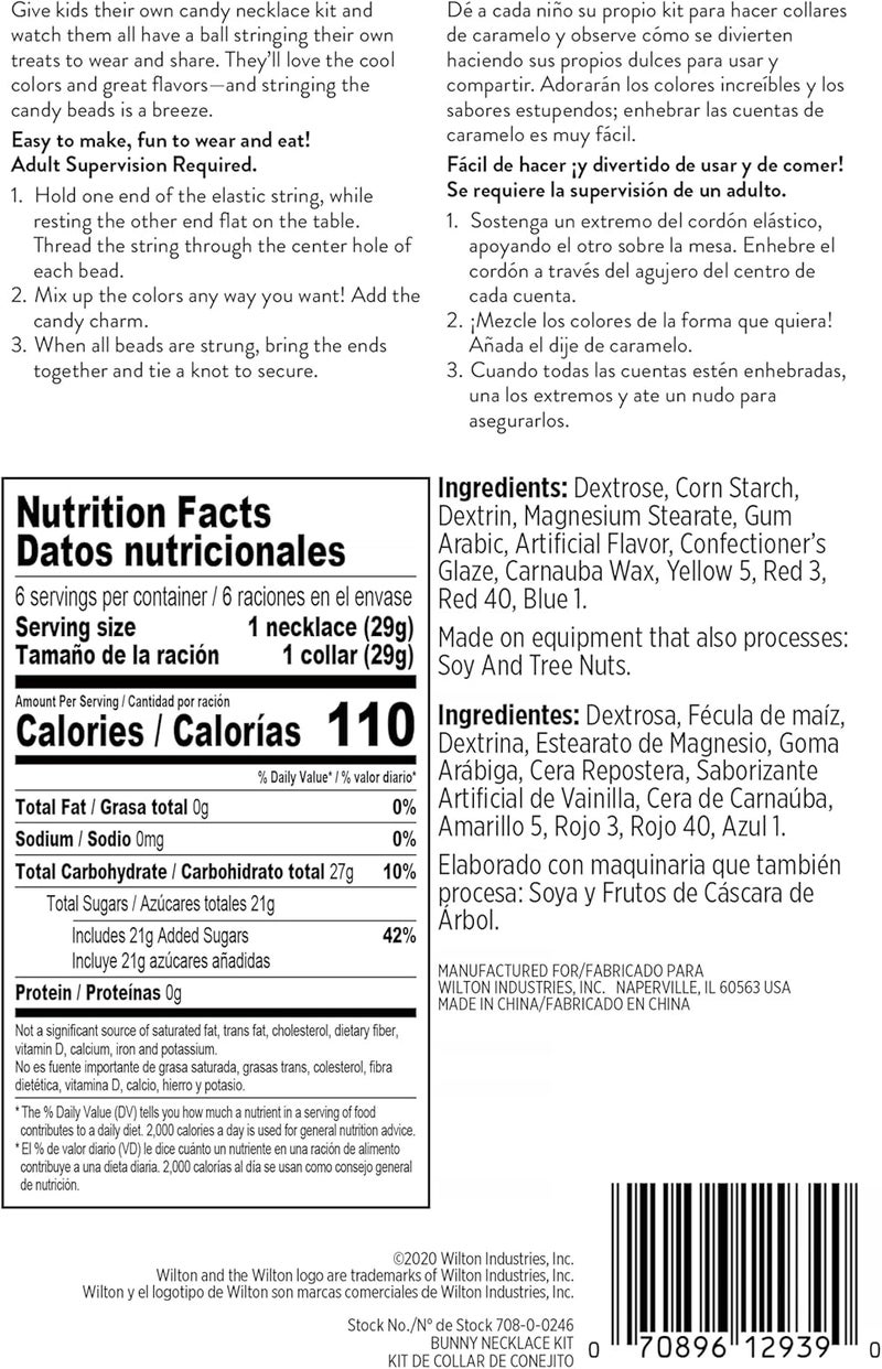 Wilton Easter Bunny Candy Necklace Kit DIY Edible Jewelry for Kids Easter Baskets  Fun Spring Activities Includes Candy Beads Bunny Charm  Elastic String 6Pack - Image 3