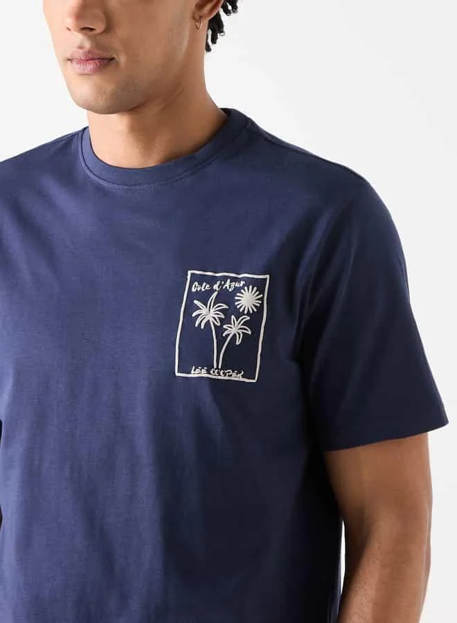 Lee Cooper Lee Cooper Printed Crew Neck T-shirt with Short Sleeves