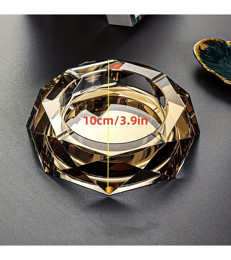 Transparent Octagon Crystal Glass Ashtray With Luxury Silvery For Indoor Outdoor Portable - Image 3