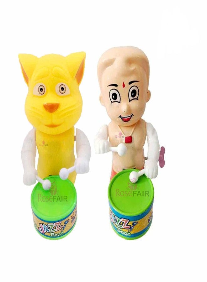ROSEFAIR Funny Key-Operated Cute Drummer Toy with Drumming and Dancing Action Musical Rattle Toys for Kids, Multicolor (New-Yell BILI-BHEE-02) - Image 1