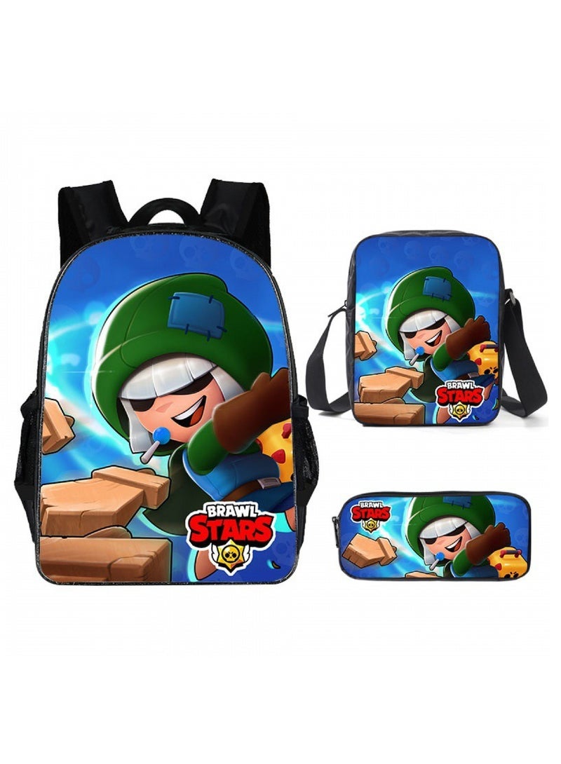 Brawl Stars Student Cartoon Anime Backpack Three-Piece Set 29*16*42cm