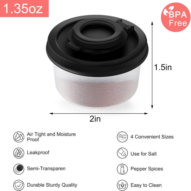 Aedida 4 Pcs Salt and Pepper Shakers Set Mini Plastic Pepper Shaker with Lid Damp Proof Popcorn Containers Clear Spice Jars Salt Shaker for Travel Camping Picnic Lunch Dining Kitchen (Black, Small) - Image 2