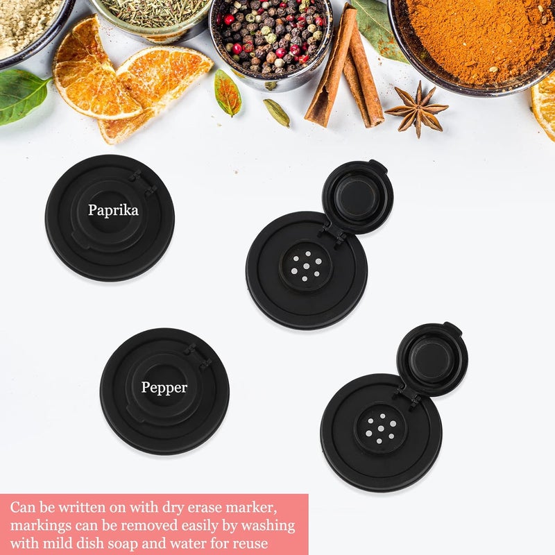 Aedida 4 Pcs Salt and Pepper Shakers Set Mini Plastic Pepper Shaker with Lid Damp Proof Popcorn Containers Clear Spice Jars Salt Shaker for Travel Camping Picnic Lunch Dining Kitchen (Black, Small) - Image 4