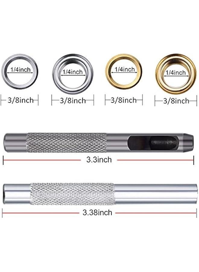 Grommet Kit 200 Sets Grommets Eyelets with 3 Pieces Install Tool Kit, 2 Colors (1/4 Inch Inside Diameter) - Image 3