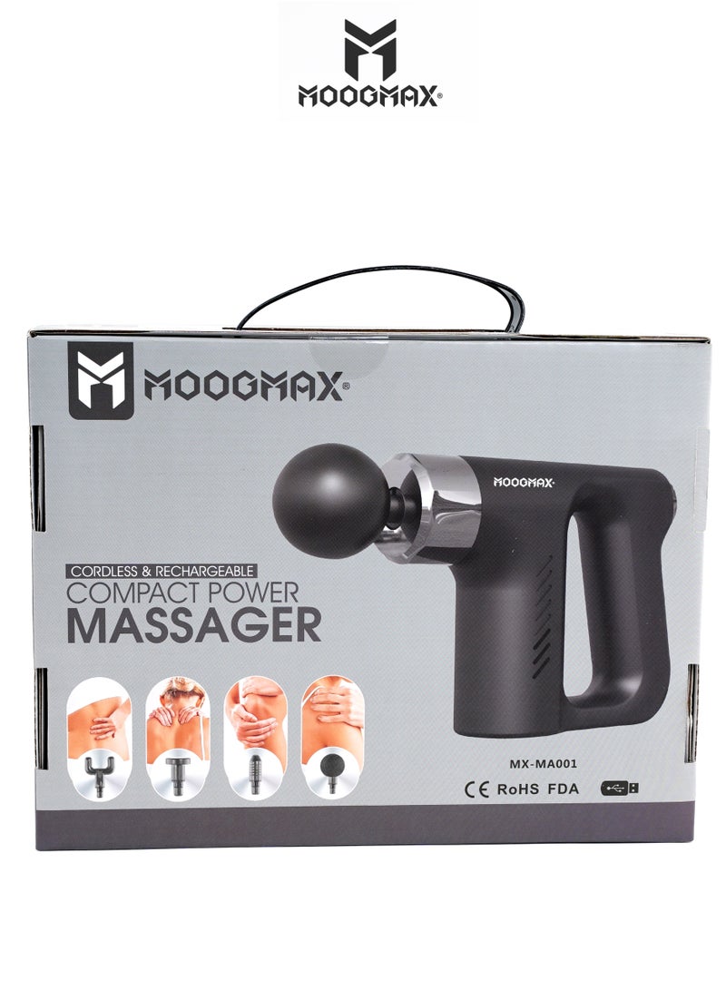 MOOGMAX Muscle massage gun device with five speeds and four multi-heads with a strong and safe battery. Helps relax muscles  - Image 1