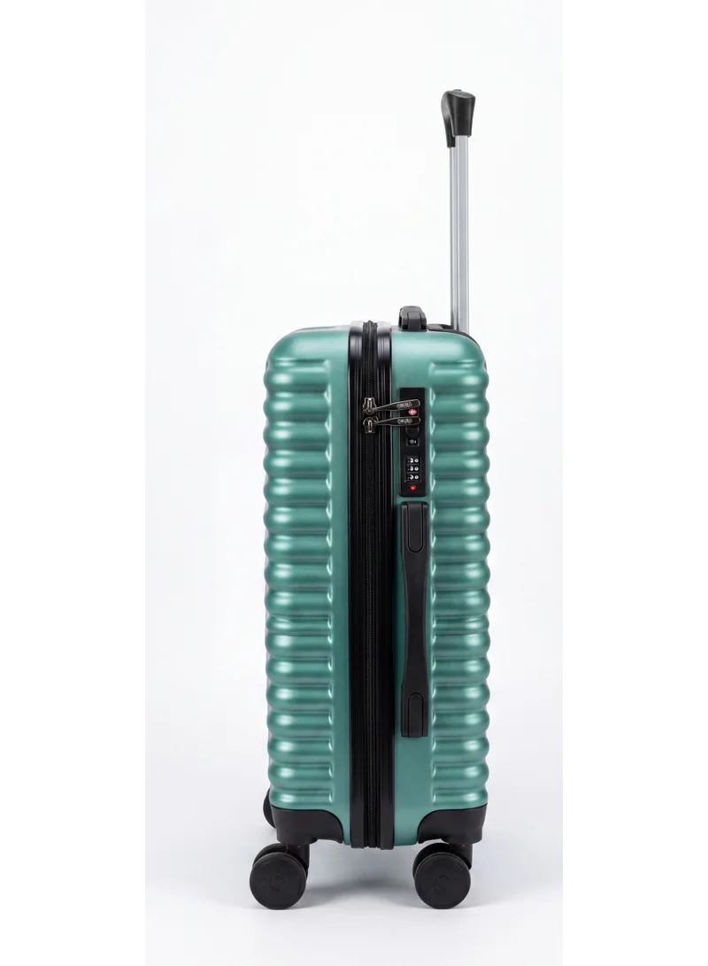 Mnuk Destiny Carry-on Luggage | Hardside Soft Handle Trolley with TSA Lock |Double 360° 8 Wheeler| Cabin-20 Inch, Turquoise