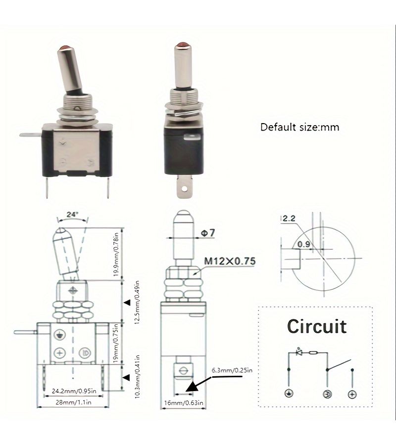 5 مفاتيح تبديل بيضاء من نوع SPST 12V 20A تشغيل إيقاف 3 أسنان مع LED للسيارة والقوارب والعربات الترفيهية - Image 2