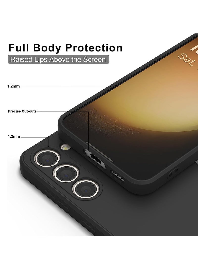 Samsung Galaxy S24 Plus Soft Silicone Gelly Rubber Cover Shockproof Matte Finish Back Cover Inner Fabric Lining with Camera Protection Case Black