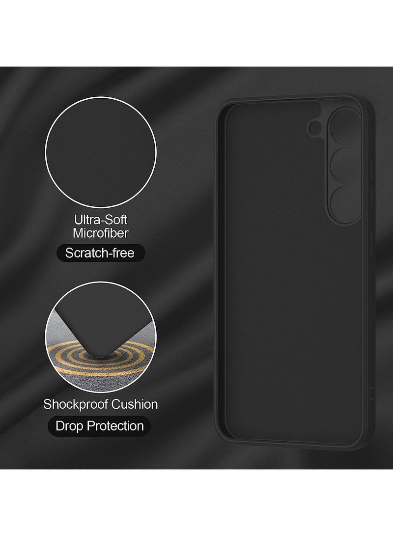 Samsung Galaxy S24 Plus Soft Silicone Gelly Rubber Cover Shockproof Matte Finish Back Cover Inner Fabric Lining with Camera Protection Case Black