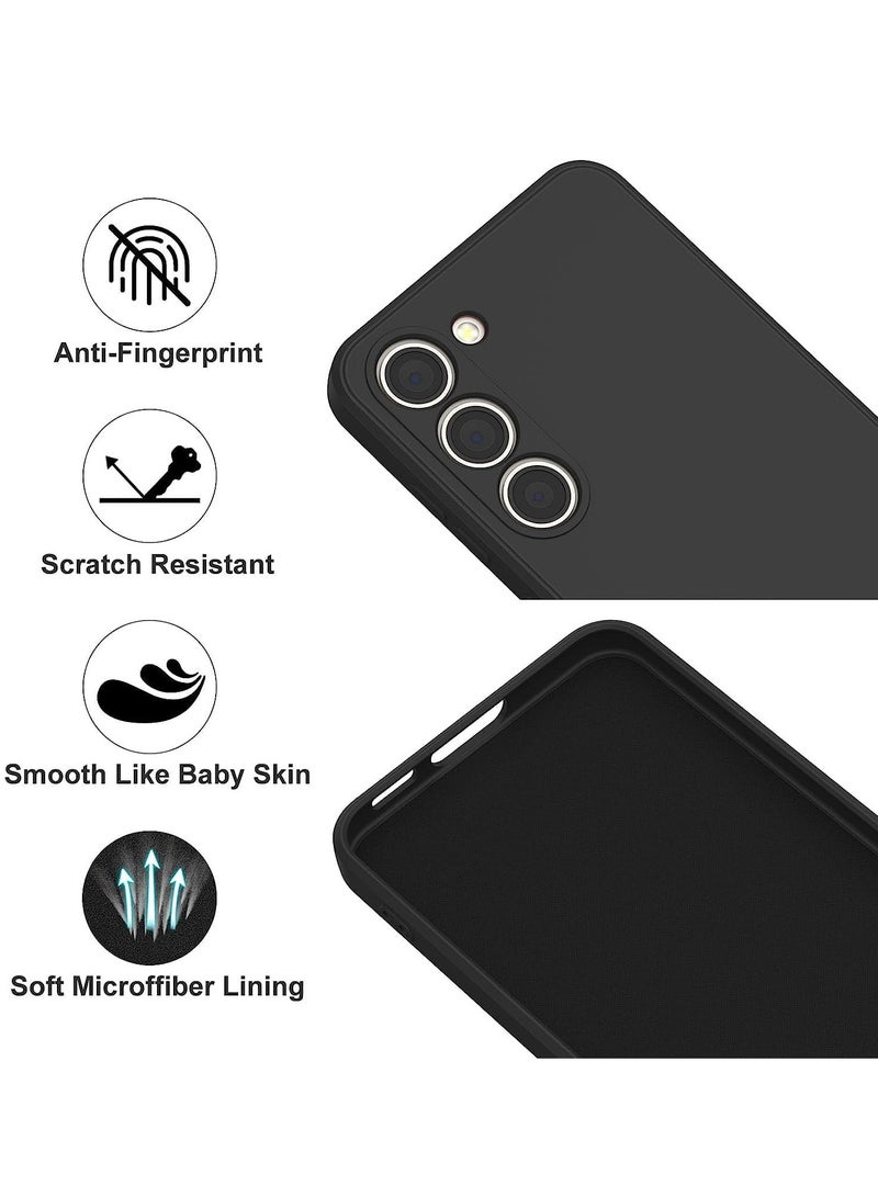 Samsung Galaxy S24 Plus Soft Silicone Gelly Rubber Cover Shockproof Matte Finish Back Cover Inner Fabric Lining with Camera Protection Case Black