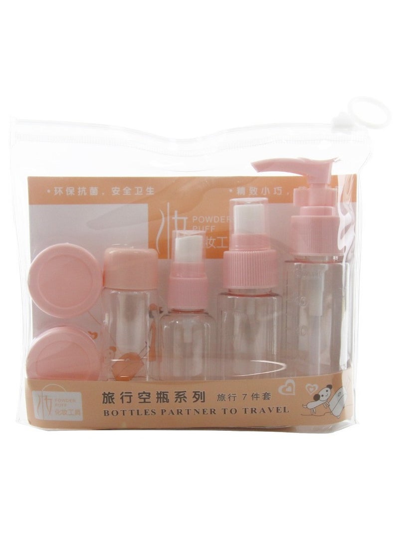 7-Piece Spray Bottle Set Clear/Pink - Image 1