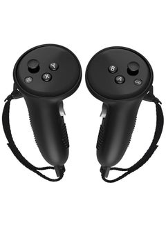 Geekria Geekria Silicone Controller Cover Compatible with Q3, Anti-Throw Handle Sleeve with Adjustable Wrist Knuckle and Signal Hole, VR Touch Controller Grip Cover (Black/1 Pair)  - Image 1
