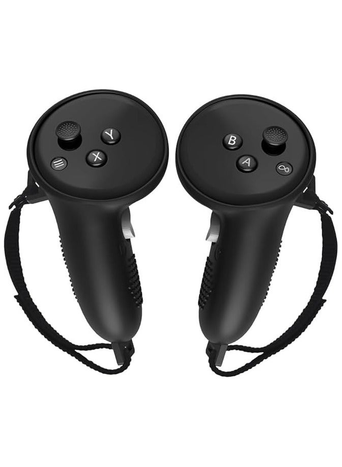 Geekria Geekria Silicone Controller Cover Compatible with Q3, Anti-Throw Handle Sleeve with Adjustable Wrist Knuckle and Signal Hole, VR Touch Controller Grip Cover (Black/1 Pair)  - Image 1