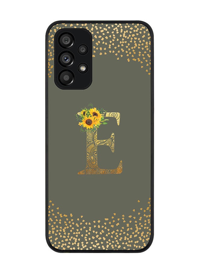 Stylizedd Rugged Black edge case for Samsung Galaxy A13 (LTE/4G) Slim fit Soft Case Flexible Rubber Edges Anti Drop TPU Gel Thin Cover - Custom Monogram Initial Letter Floral Pattern Alphabet - E (Olive Green)  - Image 1