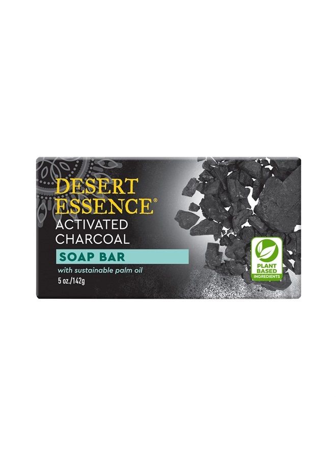 Desert Essence Activated Charcoal Soap Bar 5 oz - Non-GMO, Gluten Free, Vegan, Cruelty Free, Sustainable Palm Oil - Cucumber & Eco-Harvest Tea Tree Oil - Detoxifies, Cleanses & Removes Impurities - Image 1