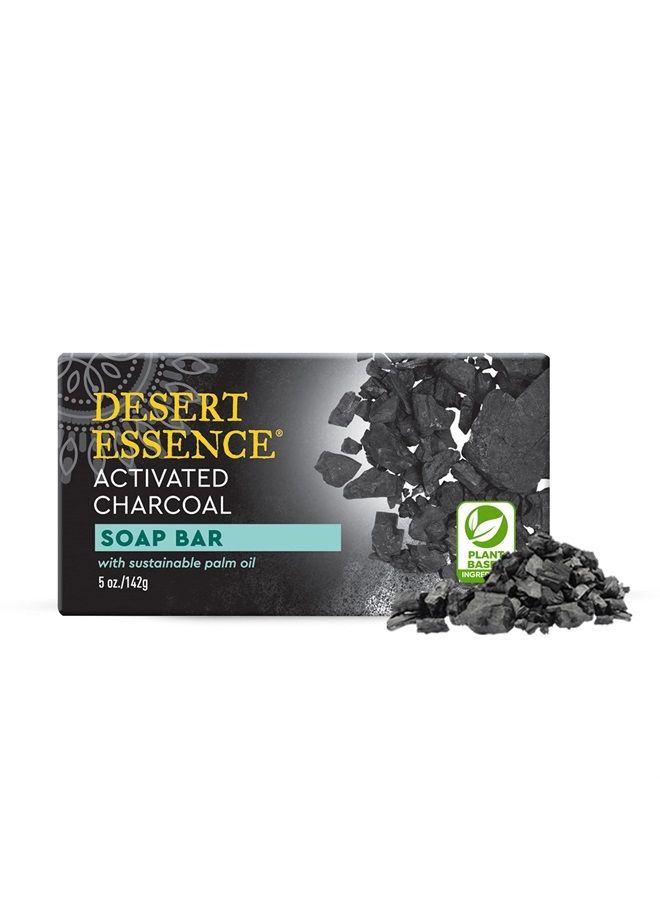 Desert Essence Activated Charcoal Soap Bar 5 oz - Non-GMO, Gluten Free, Vegan, Cruelty Free, Sustainable Palm Oil - Cucumber & Eco-Harvest Tea Tree Oil - Detoxifies, Cleanses & Removes Impurities - Image 2
