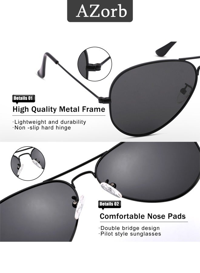 AZorb Polarized Aviator Sunglasses for Men Women Metal Frame Glasses Men's Sunglasses UV400 Protection, Fashion Travel Driving Fishing Glasses for Women Men Black  - Image 4