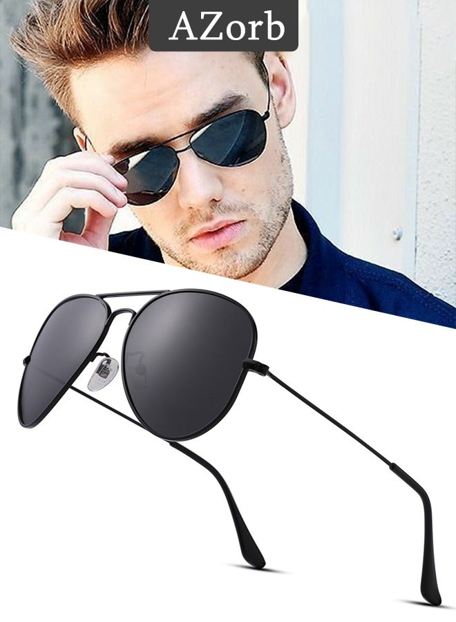 AZorb Polarized Aviator Sunglasses for Men Women Metal Frame Glasses Men's Sunglasses UV400 Protection, Fashion Travel Driving Fishing Glasses for Women Men Black  - Image 1