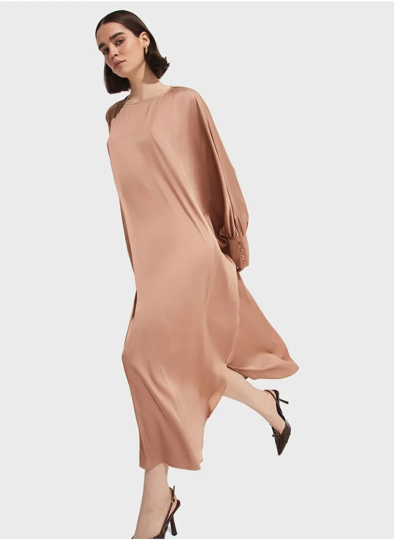 JUNE Cape Sleeve Crew Neck Dress