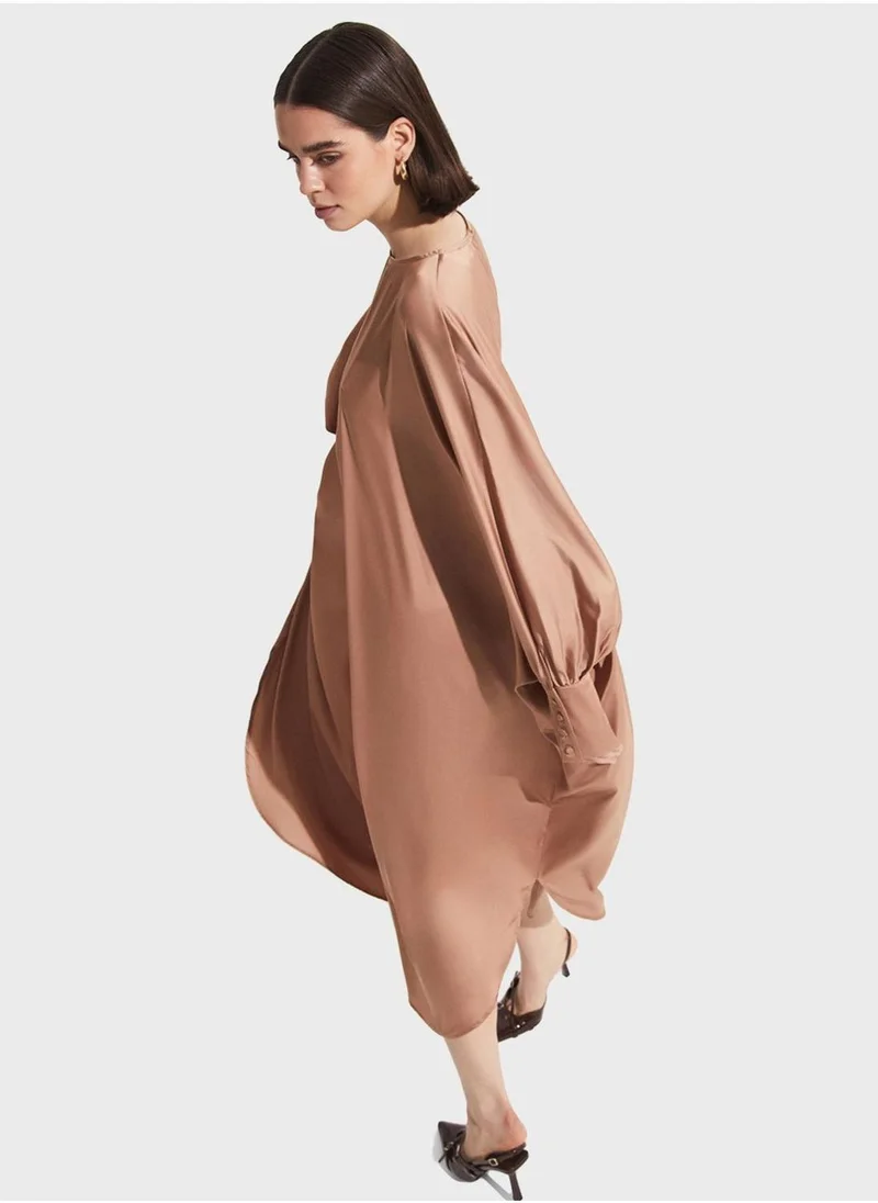 JUNE Cape Sleeve Crew Neck Dress