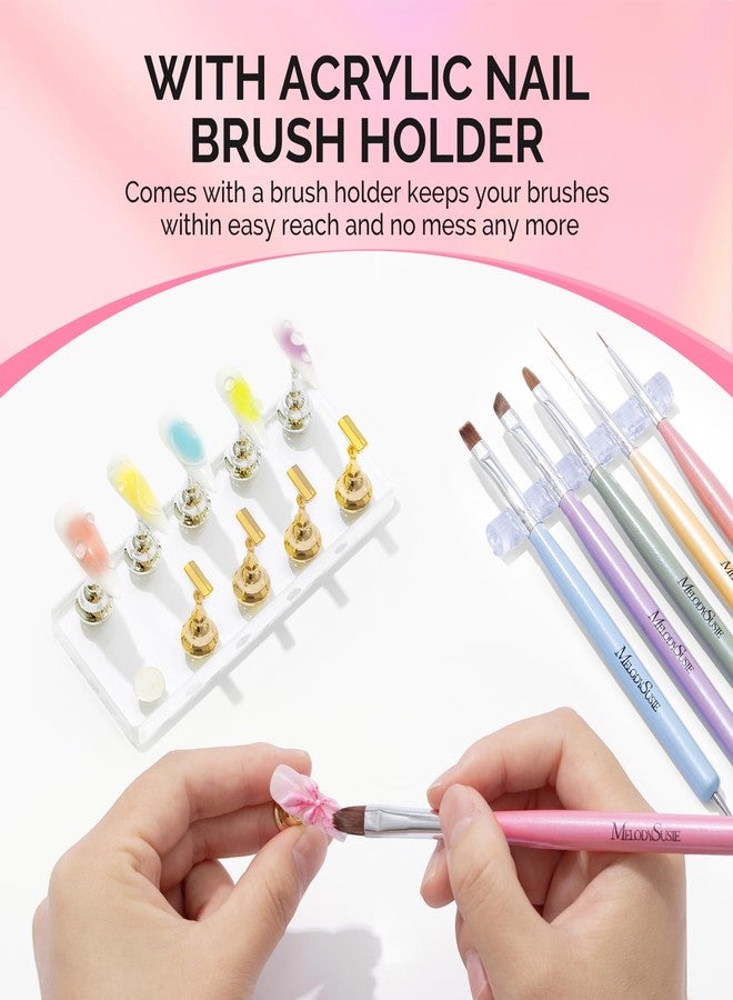 MelodySusie Nail Stand for Press Ons, Big Transparent Acrylic Magnetic Base for Painting Display with Brush Holder and 100 Pcs Reusable Double-Sided Tape for Home DIY Salon Supplies - Image 4